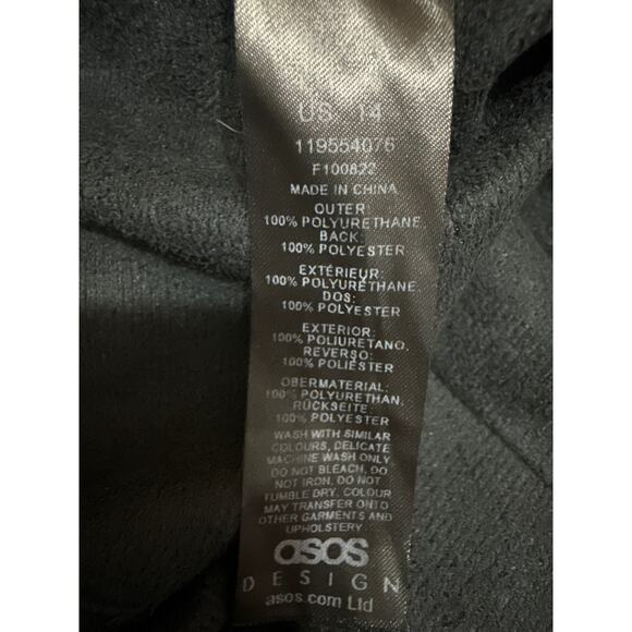 ASOS Design Black Faux Vegan Leather Skinny High Waist Trousers Pants Size 14 - Picture 7 of 7